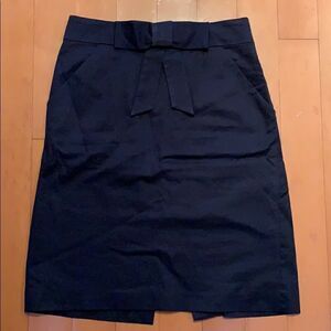 Milly Navy blue pencil skirt with bow and pockets